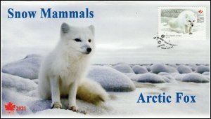 CA21-026, 2021, Snow Mammals, First Day of Issue, Pictorial Postmark, Arctic Fox
