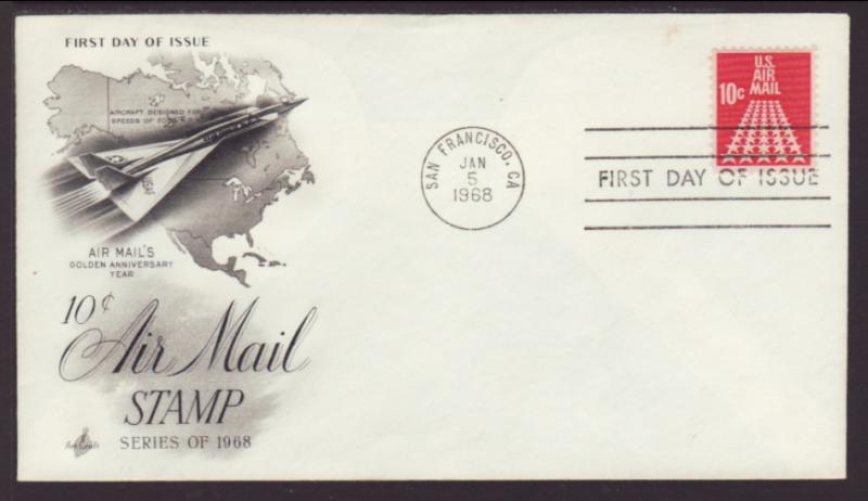 US 50 Star Runway 1968 Artcraft U/A FDC BIN