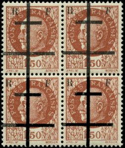 France Liberation Overprint from Lille Maury #1 Block 4 Mint Never Hinged Hinged