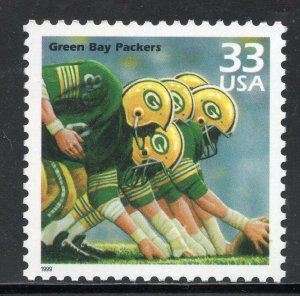 1999 Celebrate the 1960s Green Bay Packers Single 33c Stamp, Sc# 3188d, MNH, OG