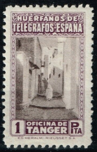 Spain Orphan Charities Seal 1 Peseta M 1946 Edifil #38 Huérfanos de Telégrafos