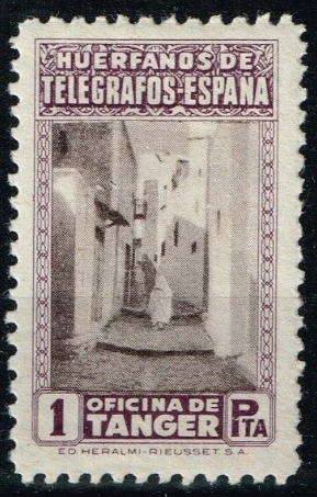 Spain Orphan Charities Seal 1 Peseta M 1946 Edifil #38 Huérfanos de Telégrafos