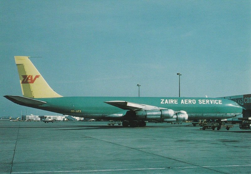 7602 Aviation Postcard  ZAIRE AERO SERVICE BOEING 707-327C  Airlines