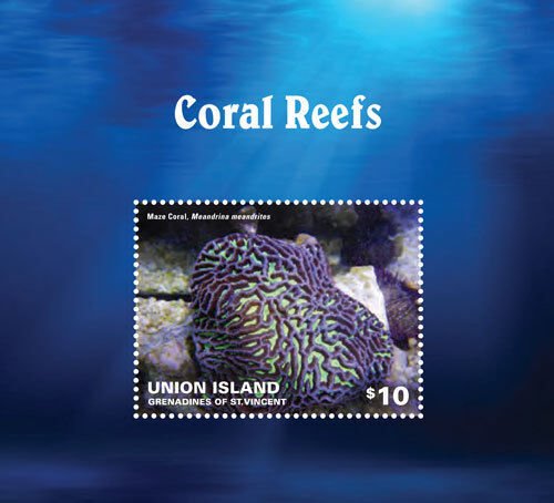 UNION ISLAND 2014 - CORAL REEFS - STAMP SOUVENIR SHEET - MNH