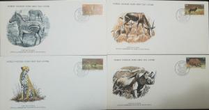 L) 1976 SOUTH AFRICA, ZEBRA, BONTEBOK, LEOPARD, BLACK RHINO, ANIMALS, FAUNA 