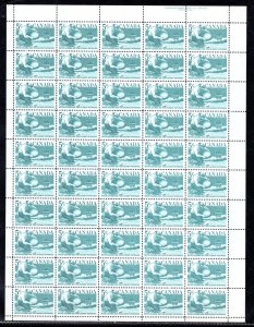 377, Scott, 5c, Canada, Miner Panning Gold, Blank PB's, Full Sheet of 50, VF