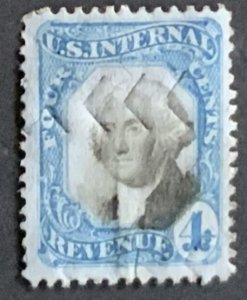 USA REVENUE STAMP SECOND ISSUE 1871 4 CENTS CUT CANCEL  SCOTT #R106