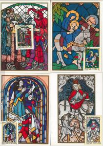 63582 - HUNGARY - POSTAL HISTORY: Set of 8 MAXIMUM CARDS 1972  ART Glass windows