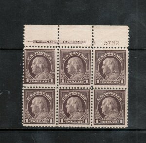 USA #518 Mint Fine - Very Fine Never Hinged Plate Block Of Six