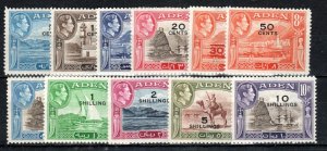 Aden 1951 Surcharge Ensemble To 10s Sur 10r Sg 36-46 MH