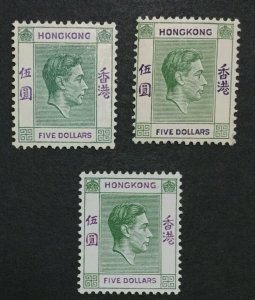 MOMEN: HONG KONG SG #160,160a,160ab 1938-52 MINT OG H LOT #198916-6348