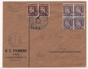 Finland 1935 Neat 'air-dropped' advertising cover to Prague, special ÅBO FLUGF