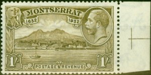 Montserrat 1932 1s Olive-Brown SG91 V.F Very Lightly Mtd Mint