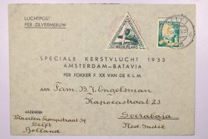 Netherlands 1933 Flight Cover to Serbia - L39251