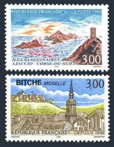 France 2526-2527, MNH. Tourism 1996. Bitche, Moselle; Iles Sanguinaires. Ajaccio