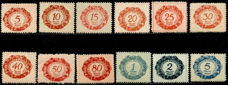 LIECHTENSTEIN Sc#J1-J12 1920 First Postage Dues Complete Set OG Mint Hinged (1b)