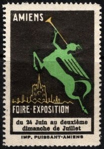 1926 France Poster Stamp Trade And Industrial Fair Of Picardy Amiens 24 June