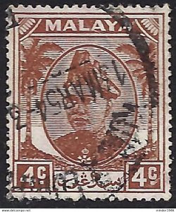 MALAYA SELANGOR 1949 4c Brown SG93 Used