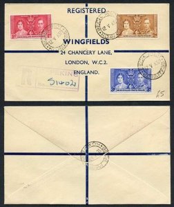 Bechuanaland 1937 Coronation on a Cover