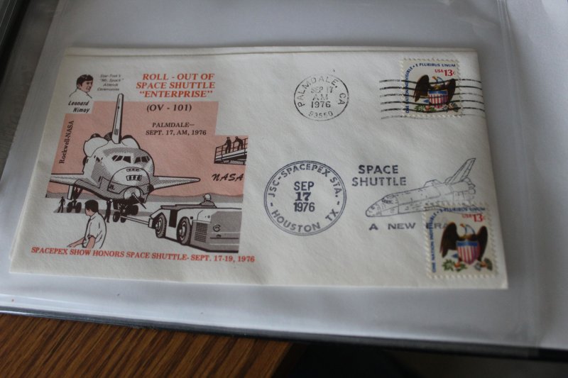 SPACE VOYAGE CACHET COVER - SHUTTLE SPACEPEX SEP 17, 1976 DUAL CANCEL PALMDALE