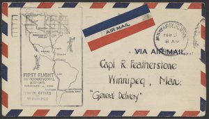 1931 AAMC #3105h Minneapolis MINN to Winnipeg Flight, No Postage, Not Caught
