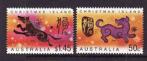 Christmas Is.-Sc#454-5-used set-Chinese New Year of the Dog-2006-