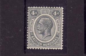 D3-British Honduras-Scott#96-Unused hinged-4c gray KGV-1929-