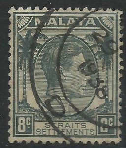 1937 Straits Settlements - 8c grey (I) - SG283 used