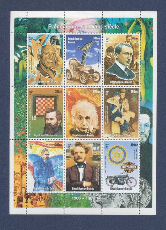 REPUBLIC  GUINEE - MNH S/S - 1900's - Einstein, Motorcycle, chess, scouts --a