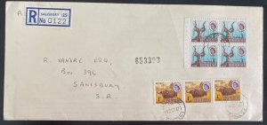 1967 Salisbury Rhodesia Registered Cover Locally Used Coil Stamps BKLT