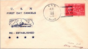 USS Brown - 11.22.1950 - USN First Day Cancels Re-Established - F46661