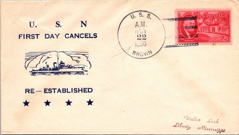 USS Brown - 11.22.1950 - USN First Day Cancels Re-Established - F46661