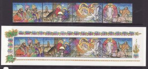 Zambia-Sc#586-9a- id9-unused NH set + sheet-Christmas-1992-