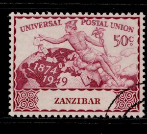 ZANZIBAR GVI SG337, 50c magenta, FINE USED.