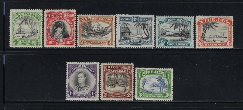 NIUE SCOTT #77-85 1944-46 GEORGE VI SET - WMK 253  - MINT  LIGHT  HINGED