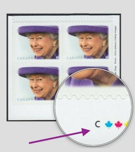 REPRINT #3137ii = W/O UNDERPRINT = QUEEN = Inscription Block of 4 Canada 2019