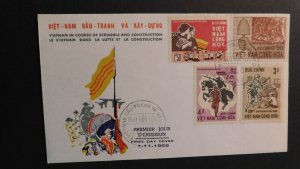 1966 Vietnam FDC First Day Cover Saigon Struggle and Construction