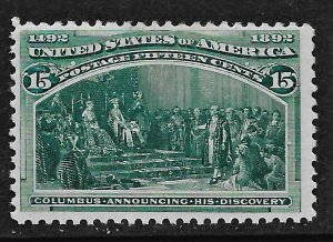 US 1893 Sc. #238 FVF NH, Columbian Exposition, Cat. Val. $600.00.