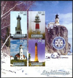 Gambia 2003 Lighthouses Rotary Sheet Imperf. MNH Private