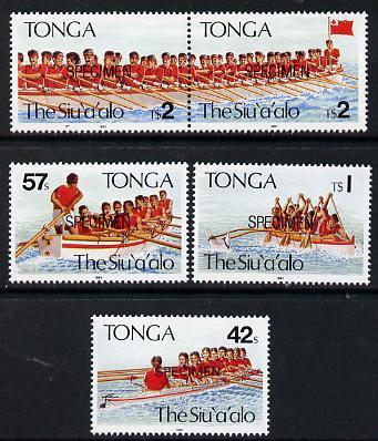 Tonga 1991 Rowing Festival set of 5 opt'd SPECIMEN, as SG...