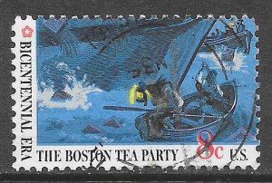 USA 1482: 8c Teapartiers in Boat next to Ship's Hull, used, VF