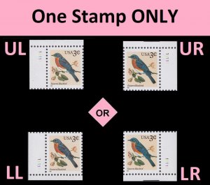 US 3033 Eastern Bluebird 3c plate single #11111 (1 stamp) MNH 1996