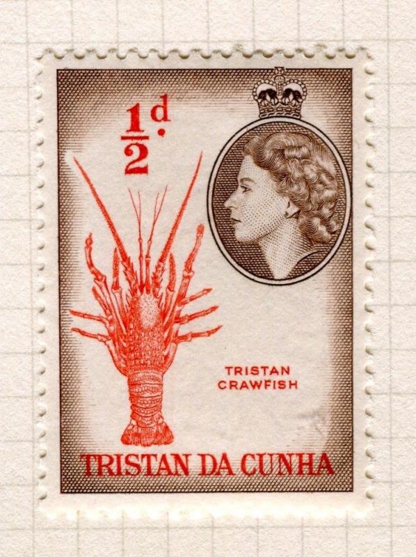 TRISTAN DA CUNHA; 1954 early QEII issue fine Mint hinged 1/2d. value