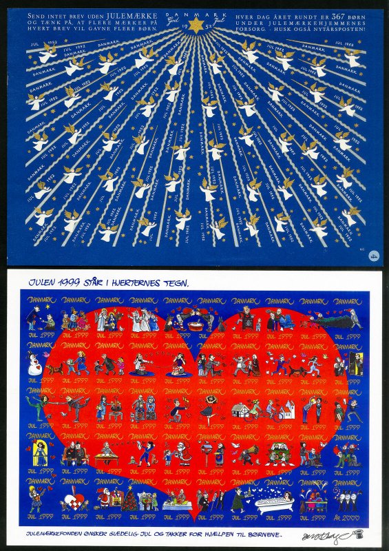 Denmark 20 Christmas Imperf Stamp Sheets