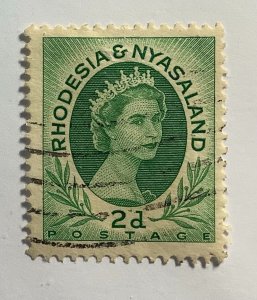 Rhodesia and Nyasaland  1954 Scott 3 used - 2p, Queen Elizabeth II