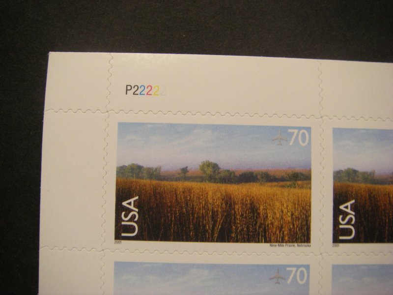 Scott C136, 70c Nine-Mile Prairie, Sheet of 20, #P22222, MNH Scenic Landscapes