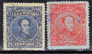 VENEZUELA SC# 276-77 **USED** 1924-39 25c   SEE SCAN