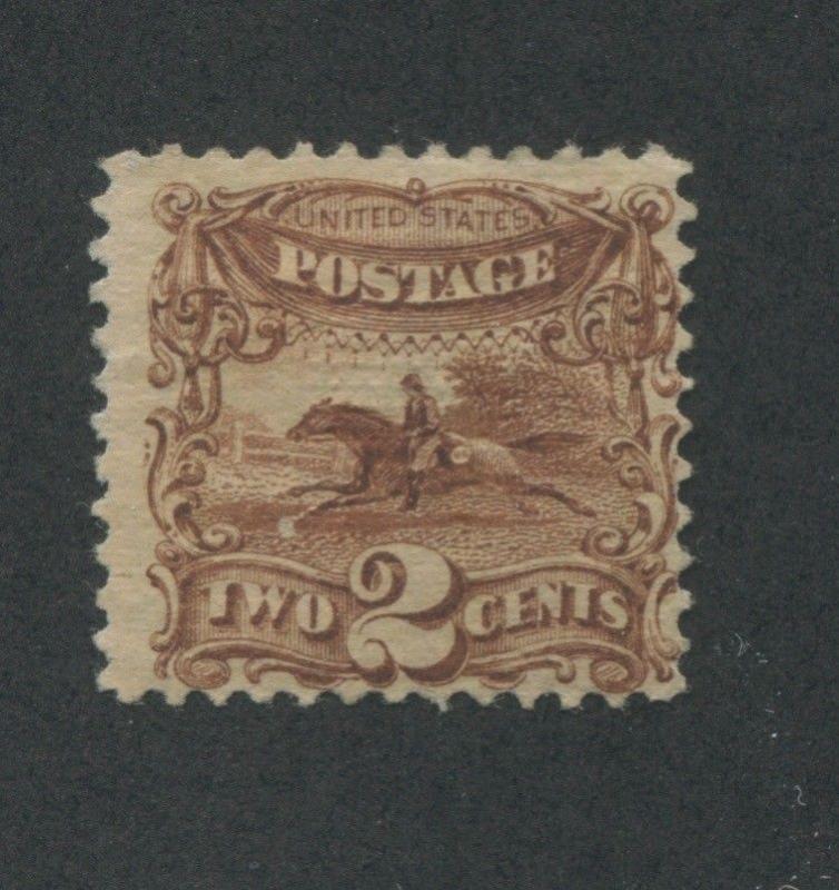 1869 US Stamp #113 2c Mint No Gum Fine Hinged G. Grill Catalogue Value $210