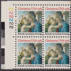 1939 Christmas Plate Block MNH