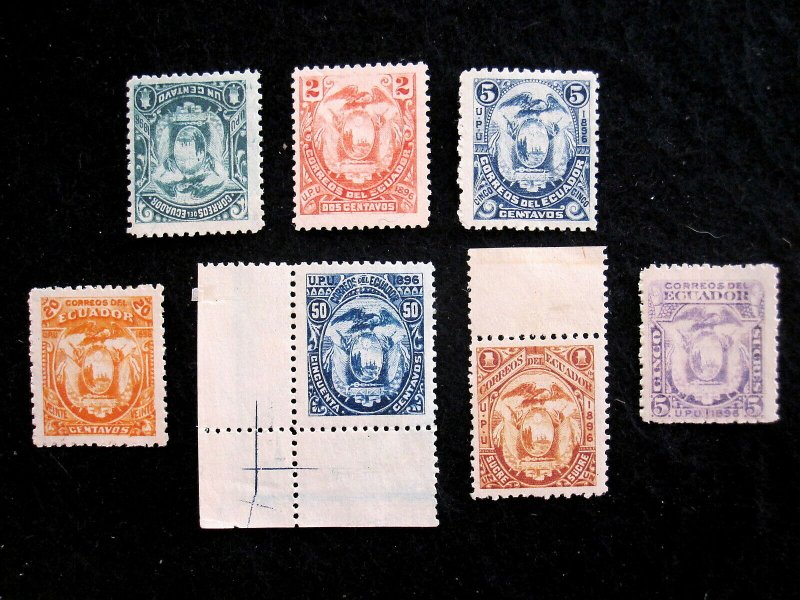 ECUADOR - SCOTT# 55-57,59-62 - MH - CAT VAL $26.50